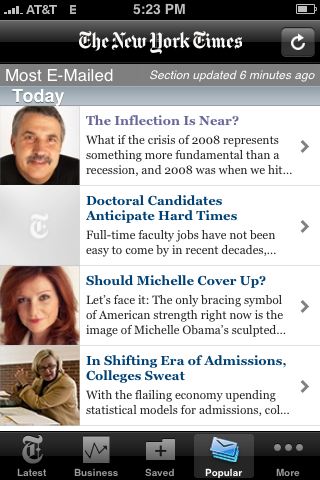 new york times font. Review: New York Times iPhone