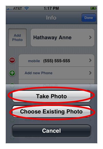 Choose Photo for iPhone Contacts