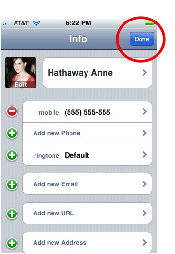 Done Adding Picture to iPhone Contact