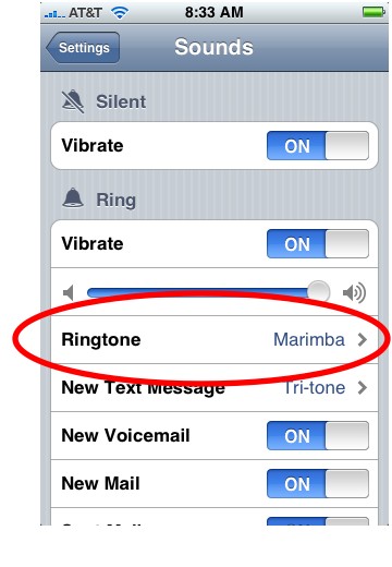 Tap Ringtone in iPhone Sound Settings