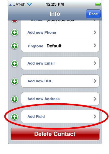 Add Field to iPhone Contacts