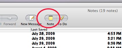 Create New Note in Mac Mail