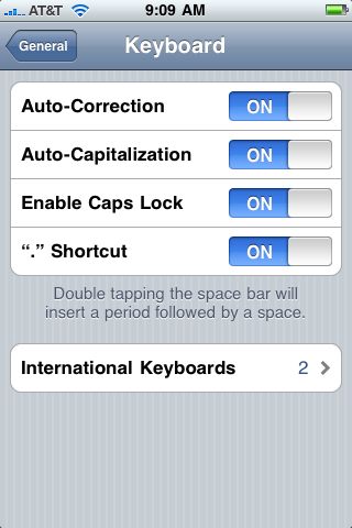 Keyboard Settings in the iPhone Settings