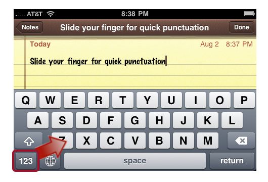 Slide For Quick Punctuation on the iPhone