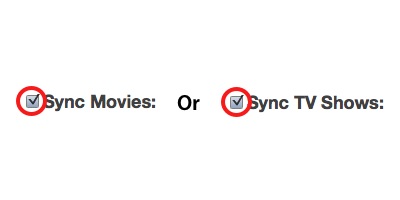 Check Sync Movies or TV Shows for iPhone