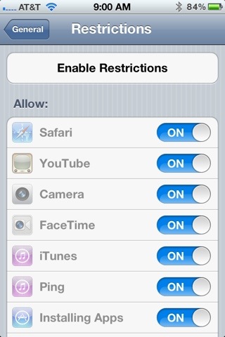 iPhone Restrictions