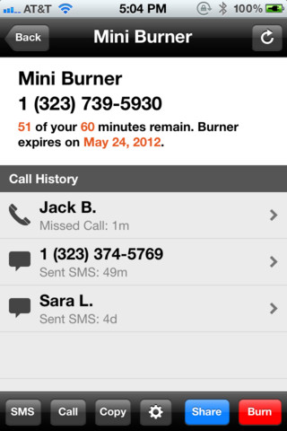 Burner iPhone App