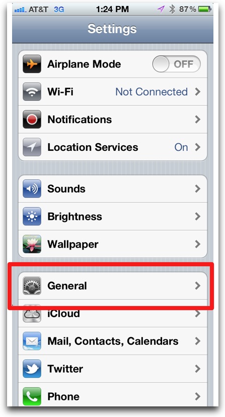 Tap General in the iPhone's Settings