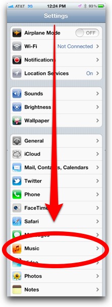 Scroll down in iPhone Settings and Tap Music