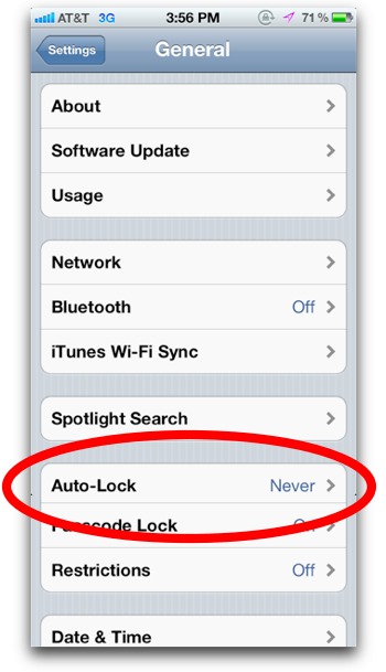 Tap Auto-Lock in iPhone General Settings