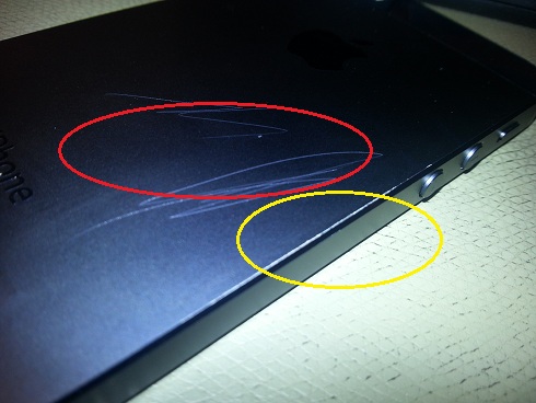Rear of Black iPhone 5 Scratched