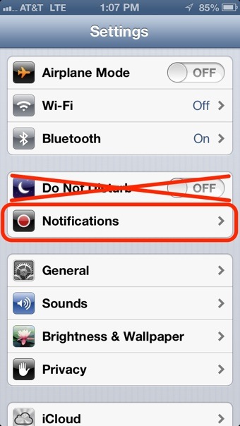 Tap Notifications in iPhone Settings