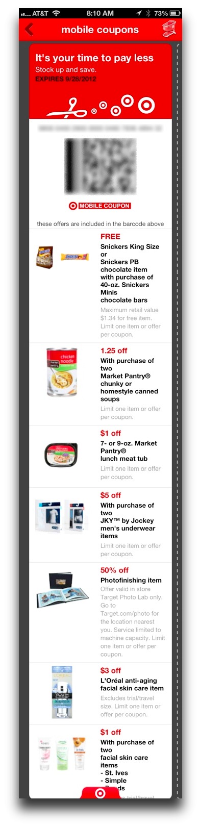 Target mobile coupon on iPhone 5