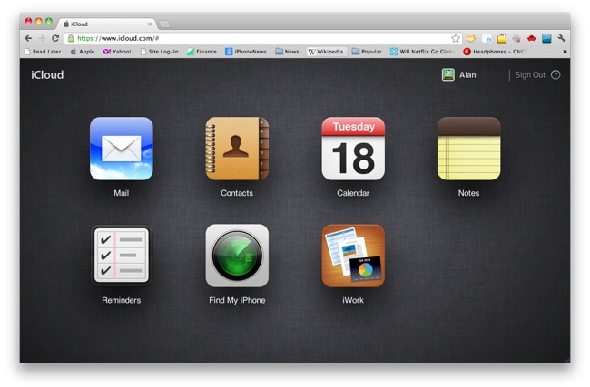 iCloud apps in web browser 