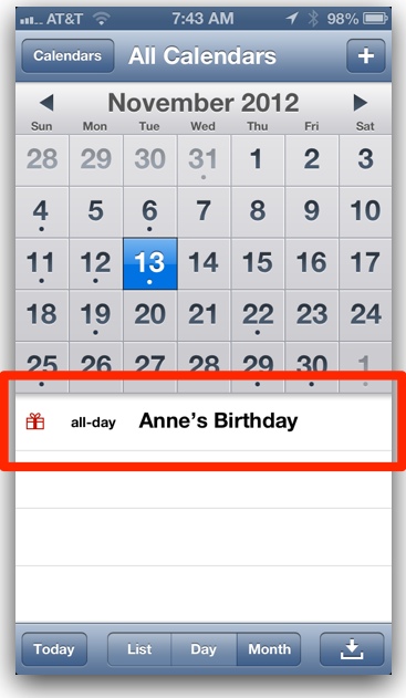 Birthdays on the iPhone