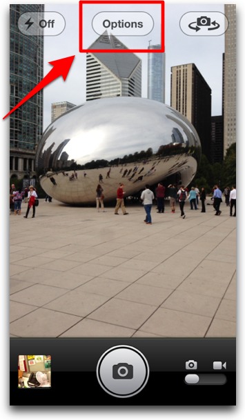 Tap Options Button in iPhone Camera App