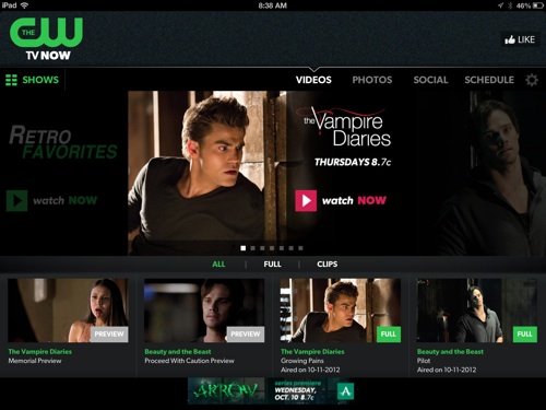 The CW Network iPad app screenshot
