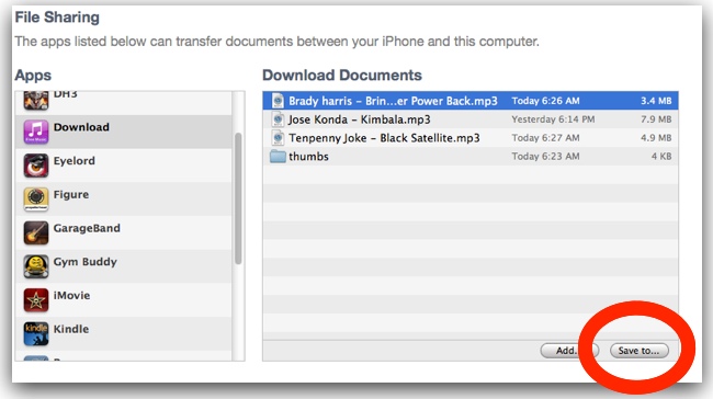 iTunes File Sharing from iPhone 5