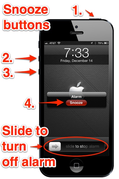 Snooze buttons on iPhone