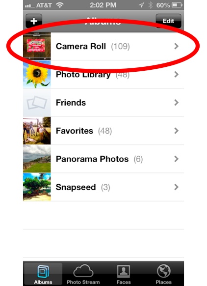 Camera Roll inside Photos iPhone app