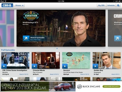 CBS iPad app screenshot